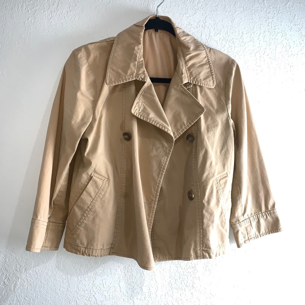 Women’s Tan Double-Breasted Cropped Trench Jacket